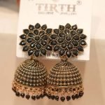 TIRTH Exclusive Black Stone Jhumka Earrings