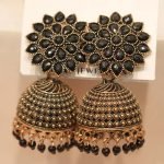 TIRTH Exclusive Black Stone Jhumka Earrings - Image 2