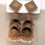 Antique Pearl Dome Jhumka Earrings - Image 2